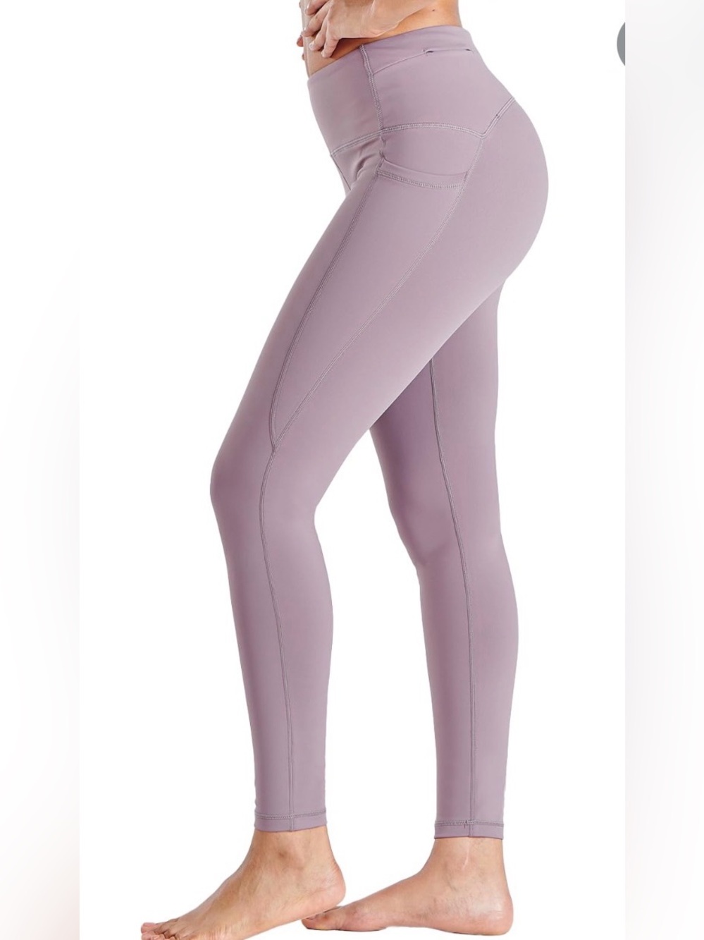 Women's Leggings With Pockets Tummy Control High Waisted Brushed purple